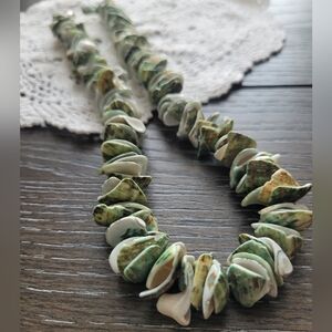 Abalone Shell blue green ocean MOP chips hand strung necklace
